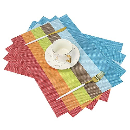 Rainbow Glitter Placemats Set of 6 Washable Non-Slip Burlap Table Mats Heat Resistant Place Mats for Home Kitchen Dining Party 12 X 18 in Rainbow Glitter Placemats Set of 6 Washable Non-Slip Burlap Table Mats Heat Resistant Place Mats for Home Kitchen Dining Party 12 X 18 in